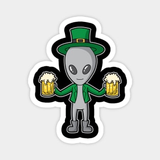 Irish Alien Leprechaun St Patricks Day Beers Magnet