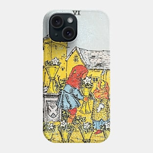 Six of cups tarot card (distressed) Phone Case