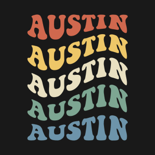 Vintage Austin Texas Hippie Retro Wavy Text T-Shirt