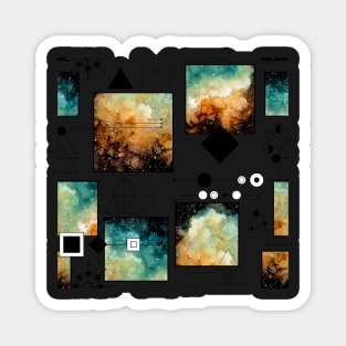 Watercolor Vivid Nebula, Squares and Lines Magnet