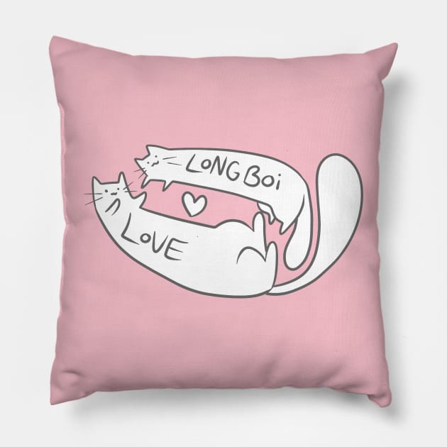 White Cats Long Boi Love Pillow by saradaboru