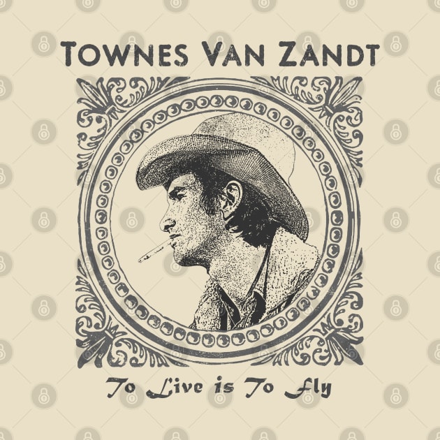 Townes Van Zandt Vintage Retro Style Fanart Design by snowblood