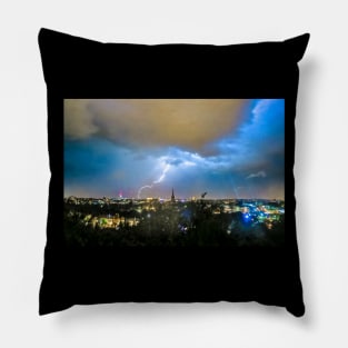 Lightning Over norwich, U.K Pillow