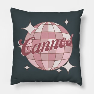 Cannes France City Retro Vintage Design Pillow