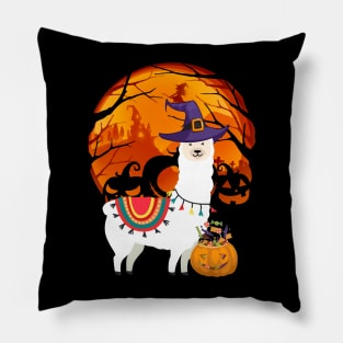 Llama pumpkin witch Pillow