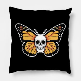 Skull Monarch Butterfly Pillow
