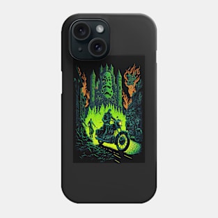 Skeleton Riding Motorbike - Green Flames Phone Case