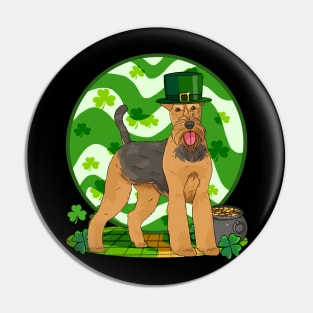 Airedale Terrier St Patricks Day Leprechaun Pin