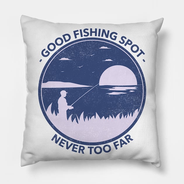 Good fishing spot (night) Pillow by Roadkill Creations