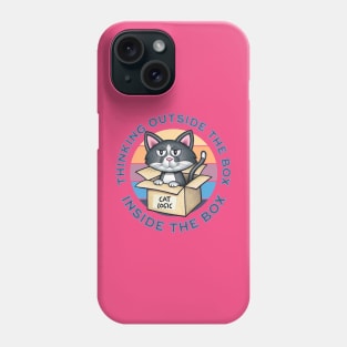 Funny Cute Cat Thinking Outside the Box in The Box Phone Case