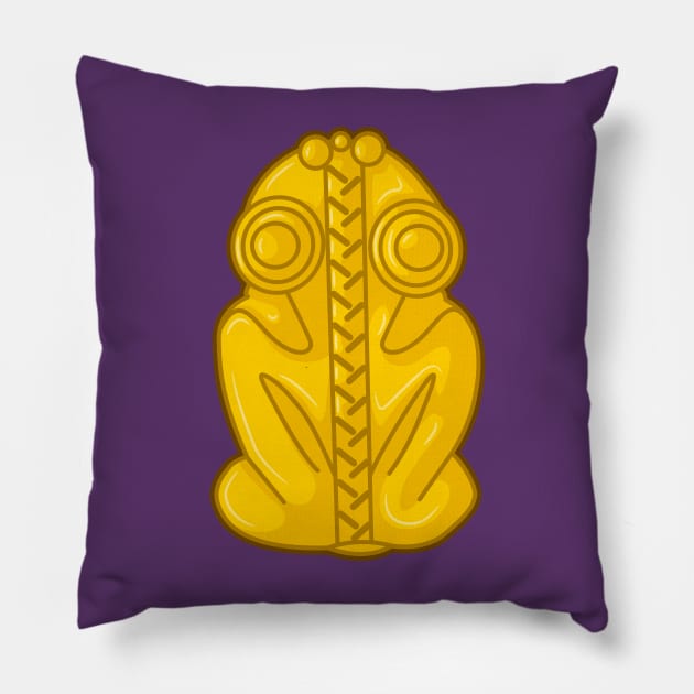 Ancient Colombian Frog Art Pillow by Drumsartco