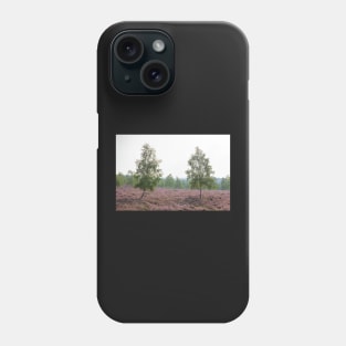 Heathland, morning mist, heather bloom, Niederhaverbeck Phone Case