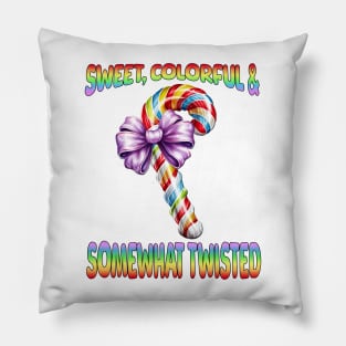 Sweet Colorful and Somewhat Twisted candy cane design Pillow