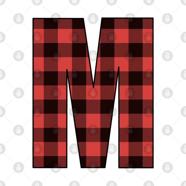 Letter M Monogram Red and Black Buffalo Plaid/Check by Gsallicat