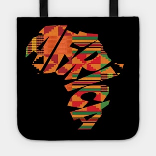 Africa Map with Kente Pattern, African Words Style Tote