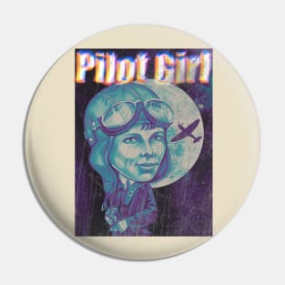 Amelia Earhart Pilot Girl vintage aircraft Pin