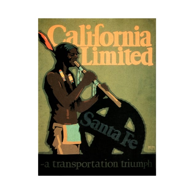 Visit American Indian Natives California Limited Santa Fe Vintage Railway Travel by vintageposters