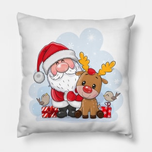 Cute Santa and Deer Pillow