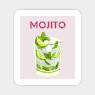 Cute Feminine Y2k Girly Mojito Cocktail Print Magnet