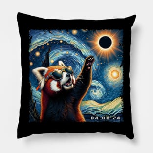 Celestial Red Panda Eclipse: Trendy Tee for Panda Enthusiasts Pillow