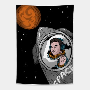 Elon Musk Rides SpaceX Starship To Mars Fan Artwork Black Background Tapestry