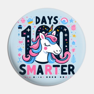 100 days smarter, elegant unicorn Pin