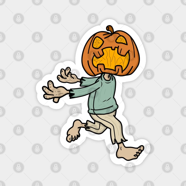 Pumpkin-headed zombie design Magnet by Sefiyan