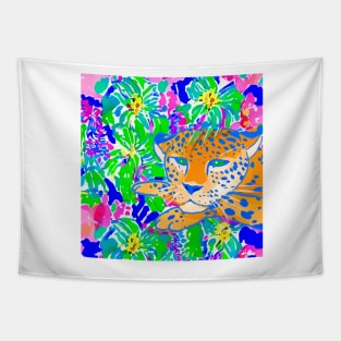 Leopard in the jungle watercolor Tapestry