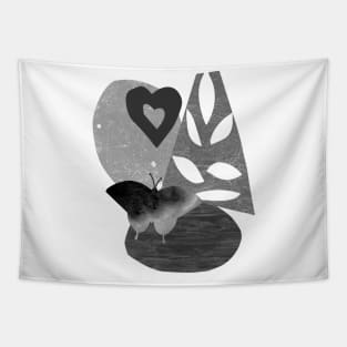 Butterfly Heart Leaves Collage Tapestry
