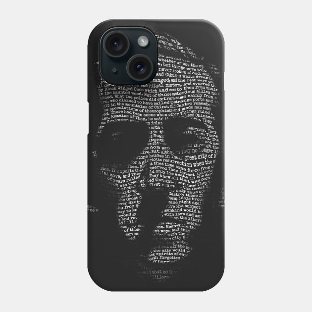 H P Lovecraft Necronomicon text portrait Phone Case by vincentcarrozza