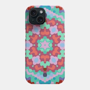 Retro Mandala Flower Blue Red and Teal Phone Case