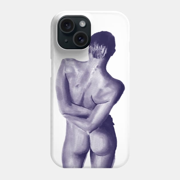 Watercolor nude woman from back Phone Case by diplikaya