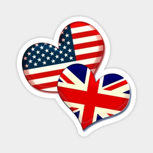 USA and UK hearts Magnet