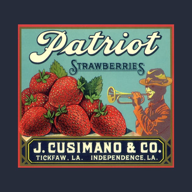 Vintage Patriot Strawberries Fruit Crate Label by MasterpieceCafe