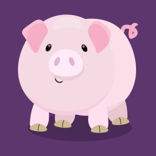 Cute pink pot bellied pig cartoon illustration T-Shirt