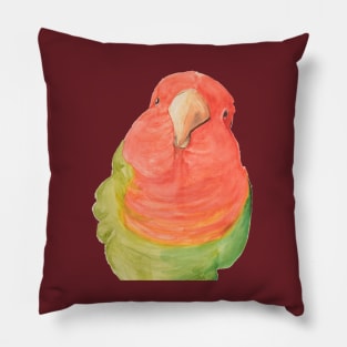 Watercolor loverbird lovebird parrot bird pink and green Pillow