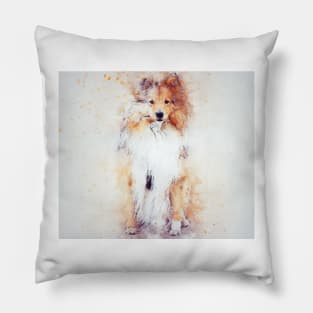 Watercolor Sheltie Pillow