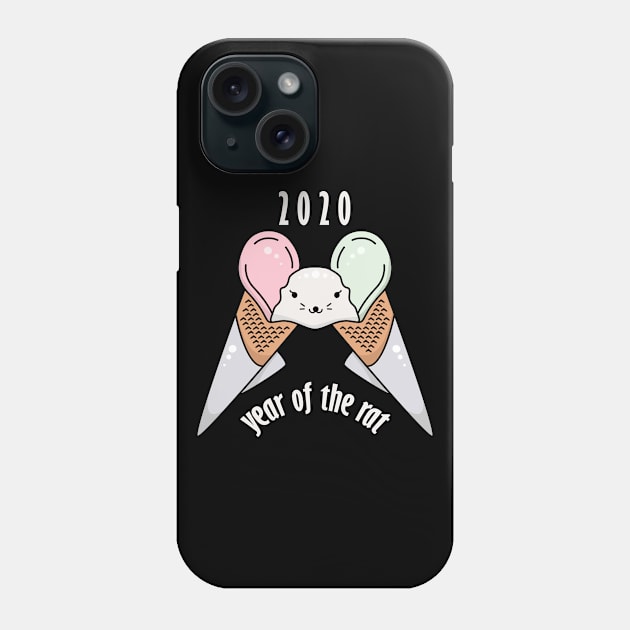 2020 Year Of The Rat Funny Mouse Ice Cream Cone Phone Case by okpinsArtDesign