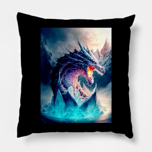 Dragon In A Ice Volcano Pillow