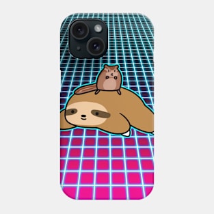 Chipmunk and Sloth Vaporwave Grid Phone Case