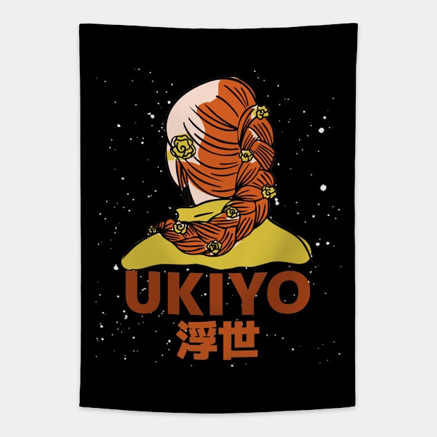 Girl and Universe! UKIYO! Japanese Tapestry by Johan13