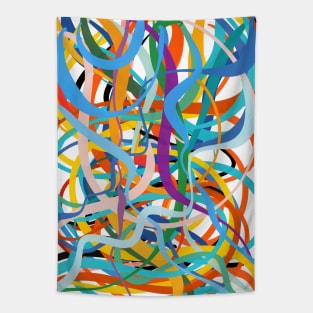 Colourful Line Art Abstract Art Good Vibes of Summer Tapestry