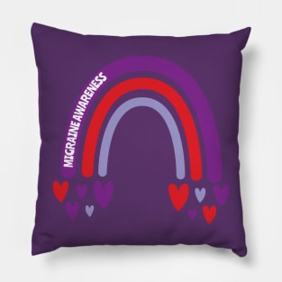 Migraine Awareness Rainbow with hearts Pillow