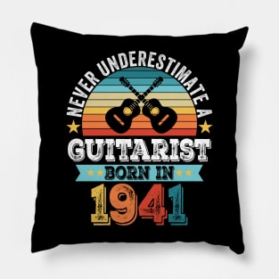 Guitarist born 1941 80th Birthday Guitar Gift Dad Pillow