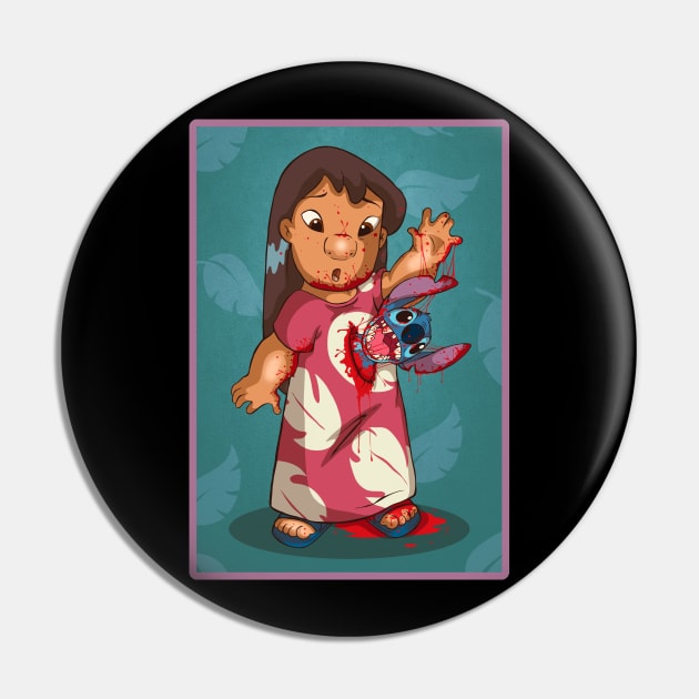 Alien Meets lilo and Stitch Pin by PBMahoneyArt