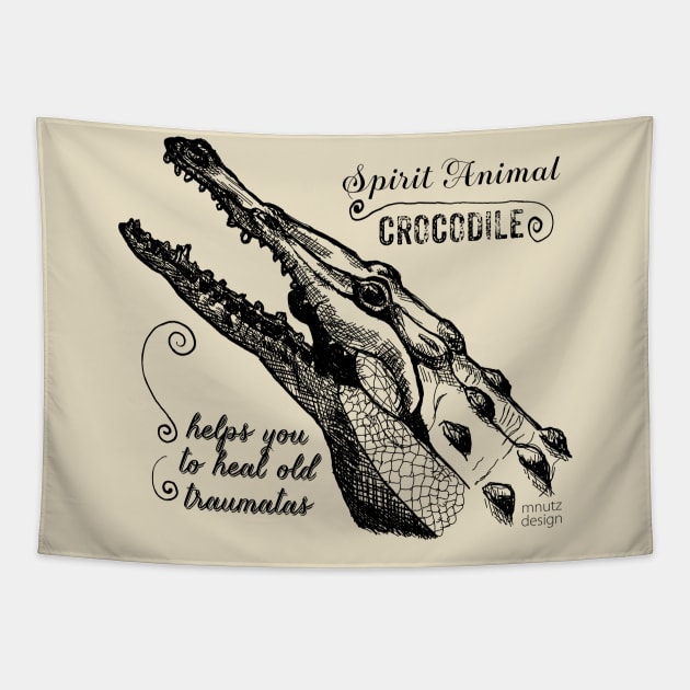 Spirit animal - crocodile - black Tapestry by mnutz