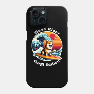 Wave Rider Corgi Edition- Corgi Surfing on the Great Waves off Kanagawa Phone Case