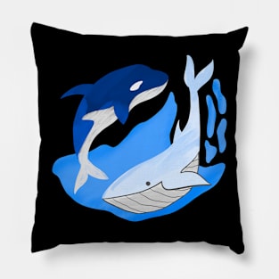 The Rhythm of Two Whales Pillow