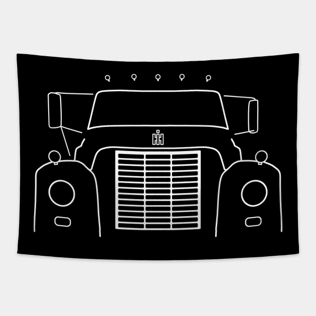 International Harvester Loadstar 1600 classic truck white outline graphic Tapestry by soitwouldseem