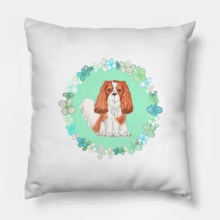 Cavalier King Charles Spaniel - Green Blenheim Garland Pillow